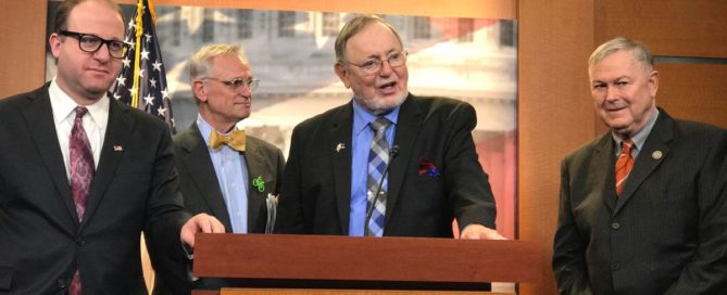 Cannabis Caucus Reps. Jared Polis [left] (CO-02), Earl Blumenauer (OR-03), Don Young (AK-At Large) and Dana Rohrabacher [right]